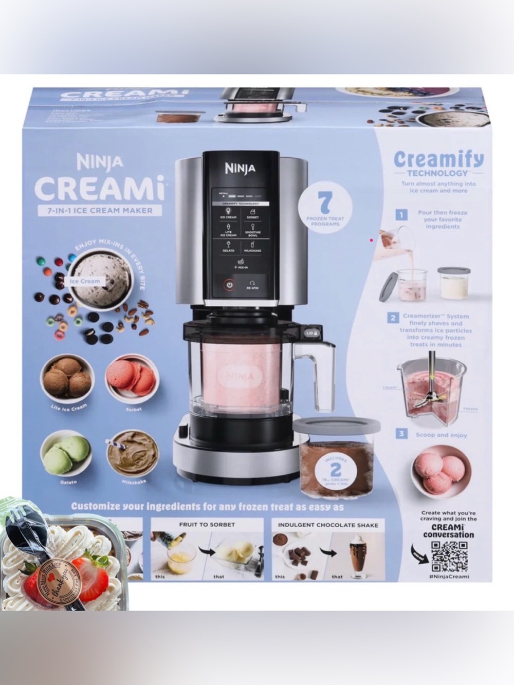 Ninja Creami 7-in-1 Ice Cream Maker - Black & Silver